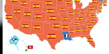 Second Most Spoken Language in Each U.S. State 

 Alabama —  Spanish
 Alaska — Y