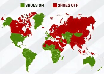 World Map of Shoes On vs Shoes Off in the House