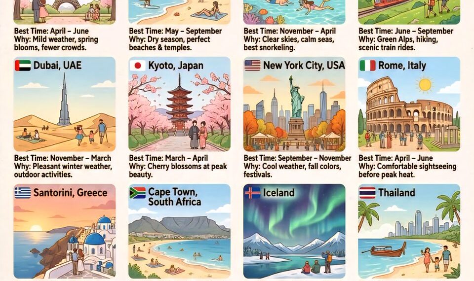 World’s Top Tourist Destinations & Their Best Visiting Months 

1. Paris, France