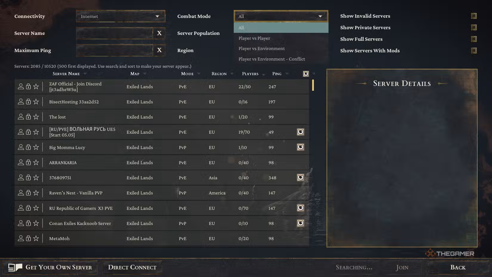 Choosing Between PvP, PvE, and PvE Conflict Servers in Conan Exiles Enhanced