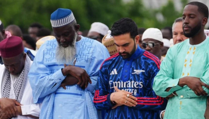 NYC Mayor Zohran Mamdani Celebrates Eid in Arsenal-Inspired Attire