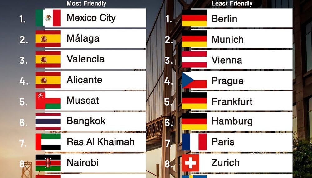 Top 10 Most & Least Friendly Cities
Most Friendly Cities:
1. Mexico City, Me