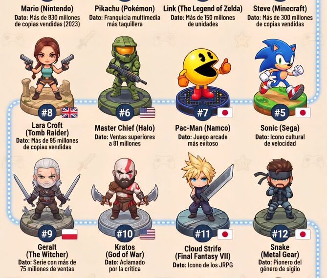 Characters: The 16 Most Famous Video Game Heroes 

1.  Mario (Nintendo) – Over 8