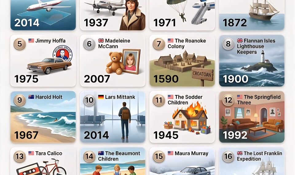 Top 20 Most Mysterious Unsolved Disappearances 

1.  Malaysia Airlines Flight MH