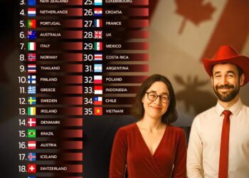 Top 35 Friendliest Countries in the World 

1.  Canada
2.  Spain
3.  New Zealand