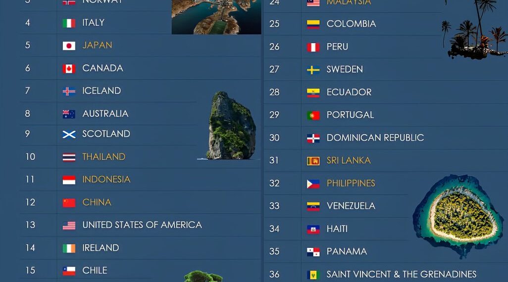 41 Countries With The Most Beautiful Nature In The World

1.  Switzerland
2.  Ne