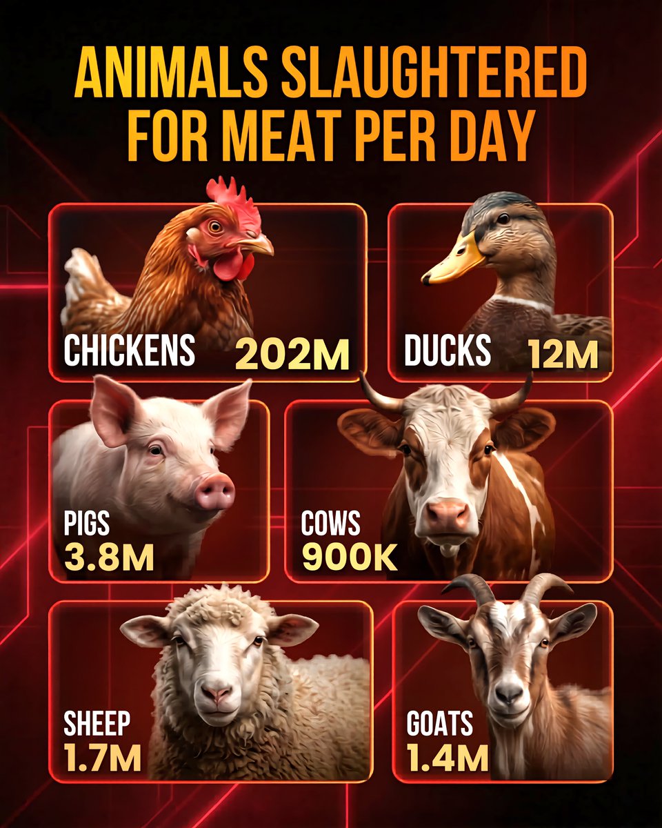 Animals slaughtered for meat daily
