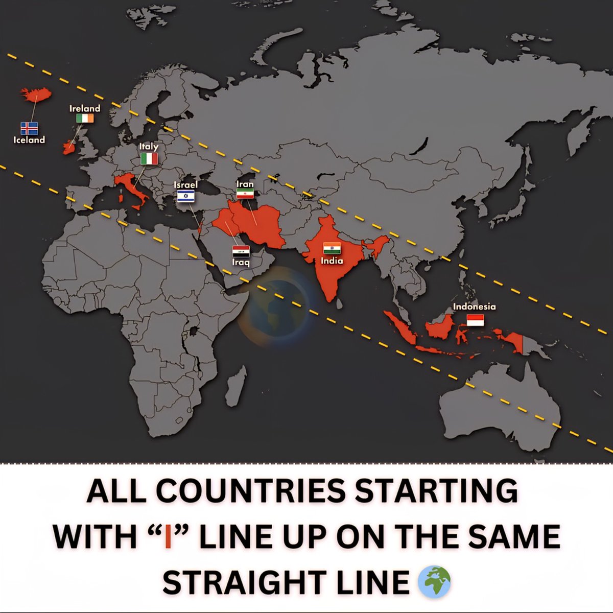 Interesting map showing countries starting with the letter 'I'